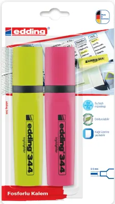 EDDING FOSFORLU KALEM 344 2 LI BLS. SARI+ PEMBE