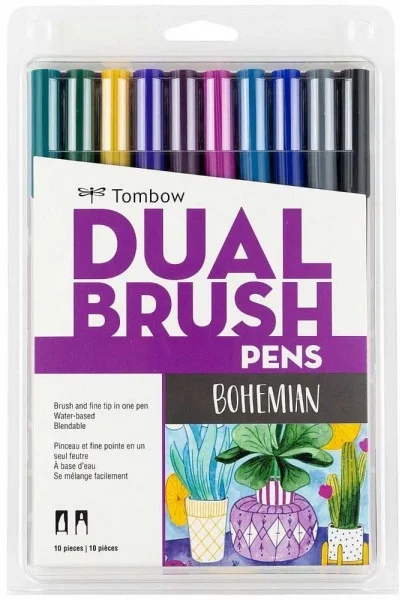 TOMBOW AB-T DUAL BRUSH PEN GRAFİK KALEMİ SETİ 10 RENK BOHEMIAN (218) T-AB-T-10CBH