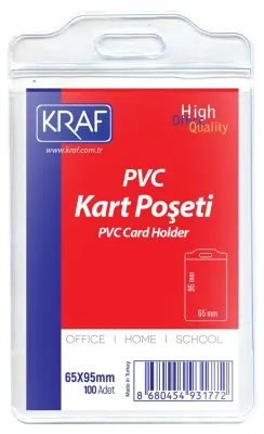 KRAF KART POŞETİ PVC 65x95mm DİKEY 100 LÜ