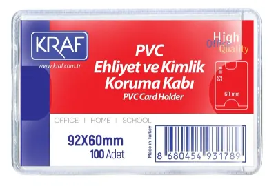 KRAF KART POŞETİ PVC 92x60mm EHLİYET & KİMLİK 100 LÜ
