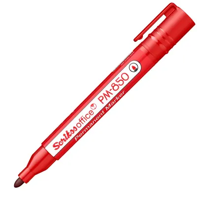 SCRIKSS OFFICE PERMANENT MARKÖR PM-850 YUVARLAK UÇ KIRMIZI 12 Lİ KUTU