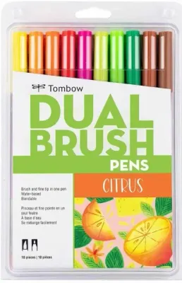 TOMBOW AB-T DUAL BRUSH PEN GRAFİK KALEMİ  SETİ 10 RENK CITRUS (196) T-AB-T-10CCI
