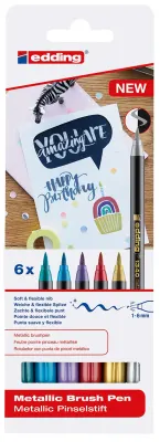 EDDING FIRÇA UÇLU KALEM E-1340 METALİK 6 LI SET