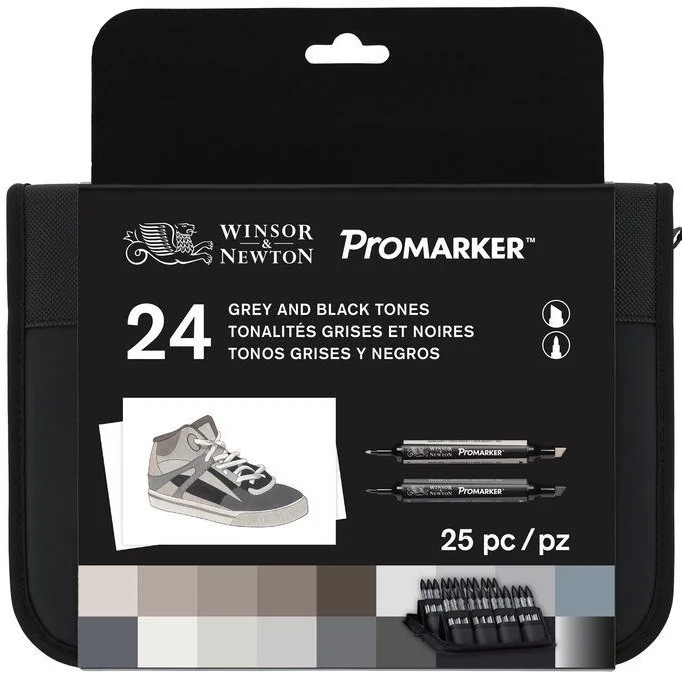 W&amp;N PROMARKER KALEM SET 24 RENK BLACK &amp; GREYS (SİYAH GRİ TONLARI ÇANTALI) WN-0290081