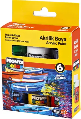 NOVA COLOR AKRİLİK BOYA ŞİŞE 17 ML  6 LI NC-2006