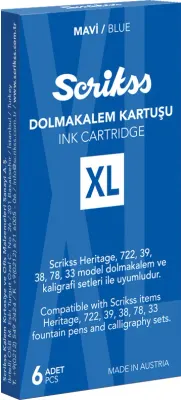 SCRIKSS DOLMA KALEM KARTUŞU XL 6 LI PAKET MAVİ