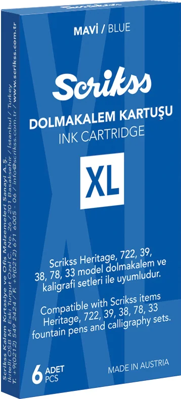 SCRIKSS DOLMA KALEM KARTUŞU XL 6 LI PAKET MAVİ