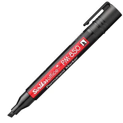 SCRIKSS OFFICE PERMANENT MARKÖR PM-850 KESİK UÇ SİYAH 12 Lİ KUTU