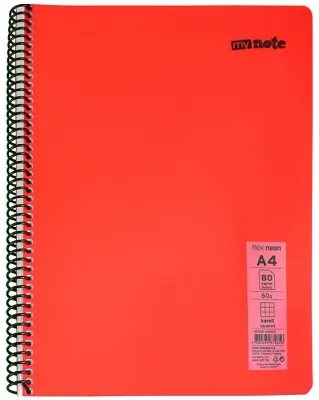 MYNOTE DEFTER FLEX NEO PP KAPAK SPİRALLİ A4 96 YP KARELİ MFXNE-A496-K
