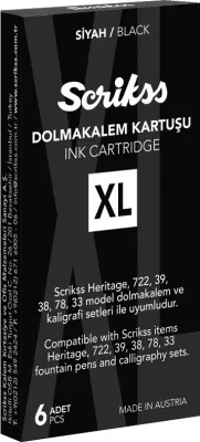 SCRIKSS DOLMA KALEM KARTUŞU XL 6 LI PAKET SİYAH