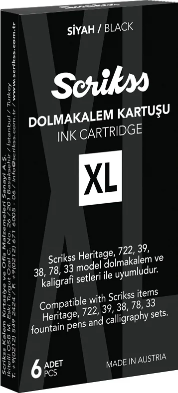 SCRIKSS DOLMA KALEM KARTUŞU XL 6 LI PAKET SİYAH