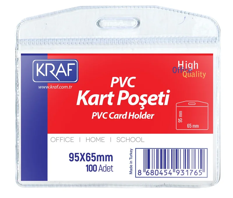 KRAF KART POŞETİ PVC 95x65mm YATAY 100 LÜ