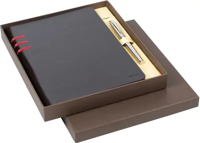 SCRIKSS HEDİYELİK SET SD 400-2 800 ROLLER KALEM TITANYUM KROM + PORTFÖY OXFORD MİNİ KAHVERENGİ