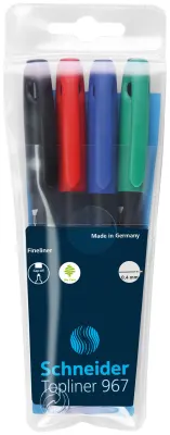 SCHNEIDER FİBER UÇLU KALEM TOPLINER 967 0.4 SET  4 LÜ POŞET KARIŞIK RENK SCR101