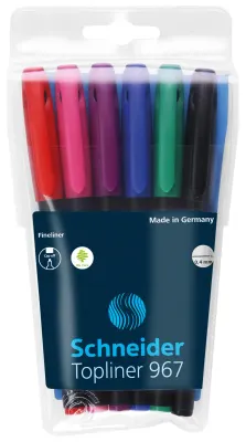 SCHNEIDER FİBER UÇLU KALEM TOPLINER 967 0.4 SET  6 LI POŞET KARIŞIK RENK SCR102