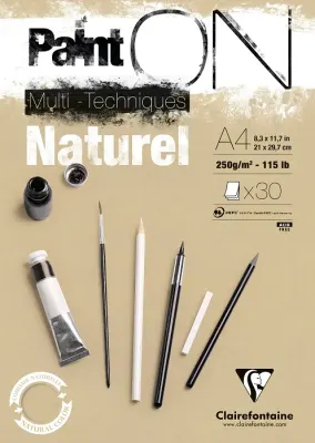 CLAIREFONTAINE ÇİZİM BLOĞU PAINT-ON NATUREL A4 250 GR 30 YP PO96540