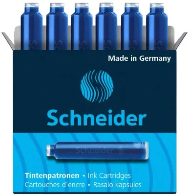 SCHNEIDER DOLMA KALEM KARTUŞU 6 LI MAVİ SCD201