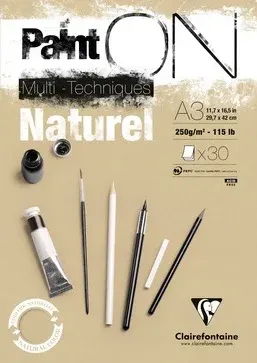 CLAIREFONTAINE ÇİZİM BLOĞU PAINT-ON NATUREL A3 250 GR 30 YP PO96541