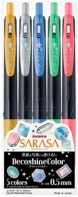 ZEBRA JEL KALEM SARASA CLIP DECOSHINE SET 5 LI JJ15-5C-SH