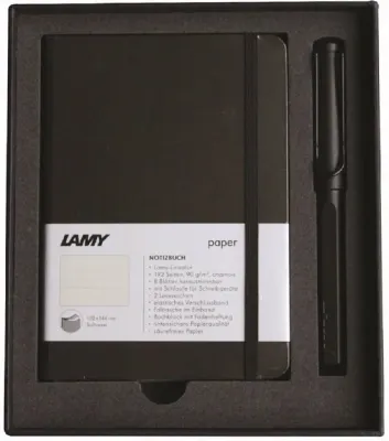 LAMY ROLLER KALEM SET SAFARI MAT SİYAH+DEFTER A6 MAT SİYAH B4MS-317