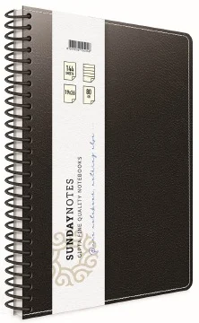 GIPTA DEFTER SUNDAY NOTES 17X24 SPİRALLİ DERİ KAPAKLI 140 YP. KARELİ 5043