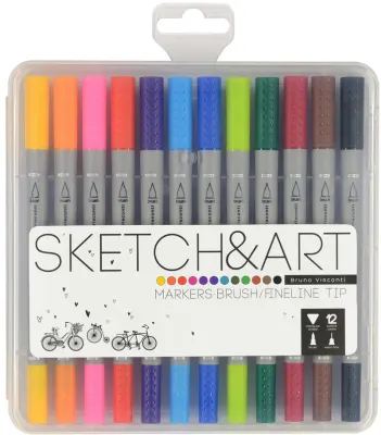 BRUNO VISCONTI BRUSH PEN SKETCH & ART 12 RENK 22-0082