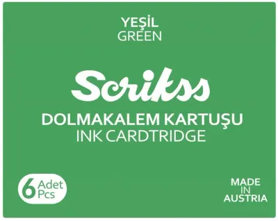 SCRIKSS DOLMA KALEM KARTUŞU 6 LI PAKET YEŞİL