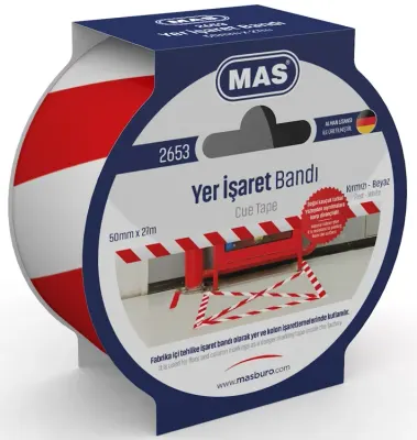 MAS YER İŞARET BANDI 50MM X 27M 2653 KIRMIZI & BEYAZ (Best)