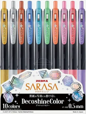 ZEBRA JEL KALEM SARASA CLIP DECOSHINE SET 10 LU JJ15-10C-SH
