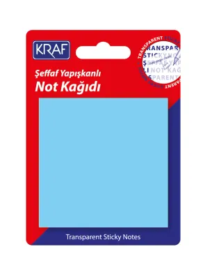 KRAF YAPIŞKANLI NOT KAĞIDI 76x76 50 YP ŞEFFAF MAVİ 7676TR