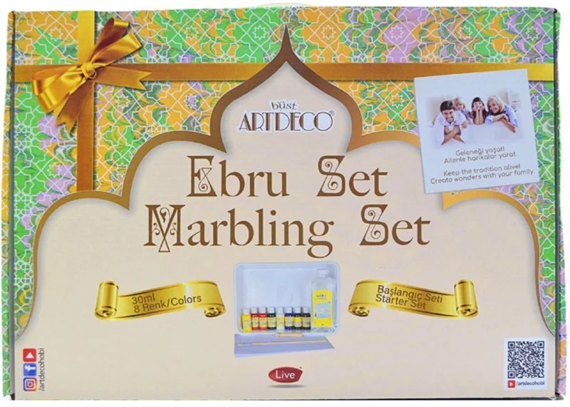 ARTDECO EBRU BOYASI SETİ 8 RENK x 30 ML BAŞLANGIÇ SETİ (A4 TEKNELİ) Y-016-ES5 (Best)
