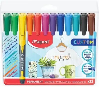 MAPED PERMANENT MARKER INCE UCLU ASKILI PAKET 12'LI 734547