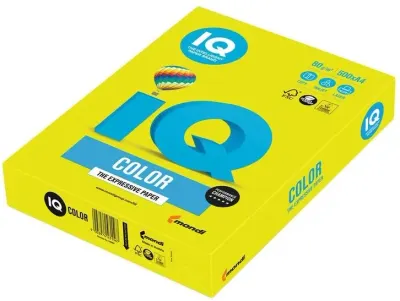 IQ RENKLİ FOTOKOPİ KAĞIDI 500 LÜ A4 80 g/m² FOSFORLU SARI NE1352-NEOGB