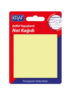 KRAF YAPIŞKANLI NOT KAĞIDI 76x76 50 YP ŞEFFAF SARI 7676TR