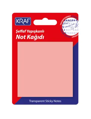 KRAF YAPIŞKANLI NOT KAĞIDI 76x76 50 YP ŞEFFAF PEMBE 7676TR