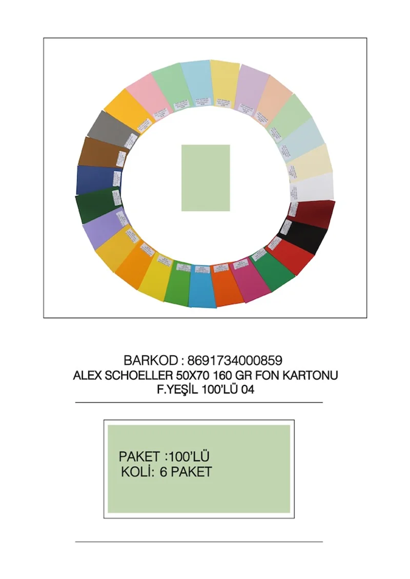 ALEX FON KARTONU 160GR 50X70 FISTIK YEŞİL 100 LÜ 0 (Best)