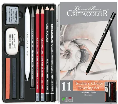 CRETACOLOR TEACHER'S CHOİCE BEGİNNER DRAWİNG SET TEMEL ÇİZİM SETİ METAL KUTU 11 PARÇA 40033