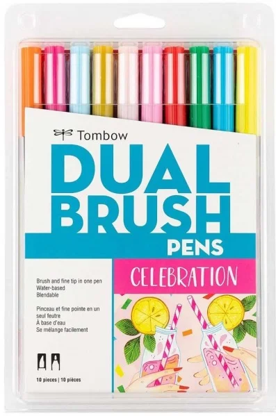 TOMBOW AB-T DUAL BRUSH PEN GRAFİK KALEMİ SETİ 10 RENK CELEBRATION (215) T-AB-T-10CCE