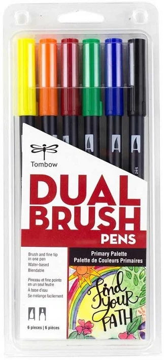 TOMBOW AB-T DUAL BRUSH PEN GRAFİK KALEMİ SETİ 6 RENK PRIMARY (214) T-AB-T-6CPRWMT