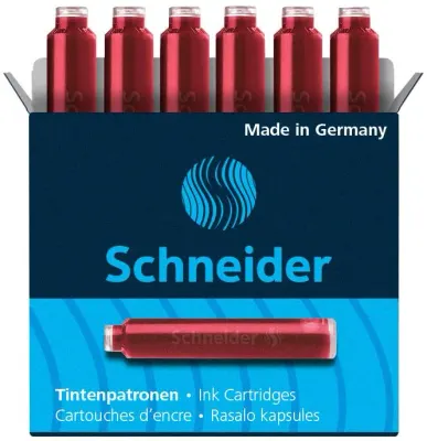 SCHNEIDER DOLMA KALEM KARTUŞU 6 LI KIRMIZI SCD202