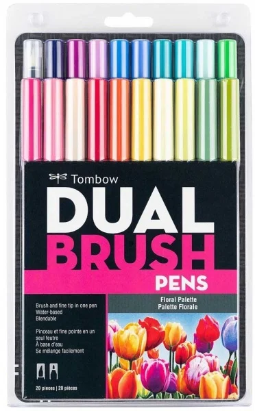 TOMBOW AB-T DUAL BRUSH PEN GRAFİK KALEMİ SETİ 20 RENK FLORAL (192) T-AB-T-20CFL
