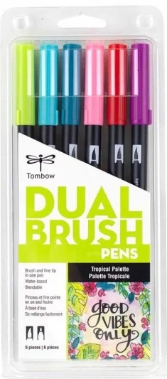 TOMBOW AB-T DUAL BRUSH PEN GRAFİK KALEMİ SETİ 6 RENK TROPICAL (211) T-AB-T-6CTRWMT