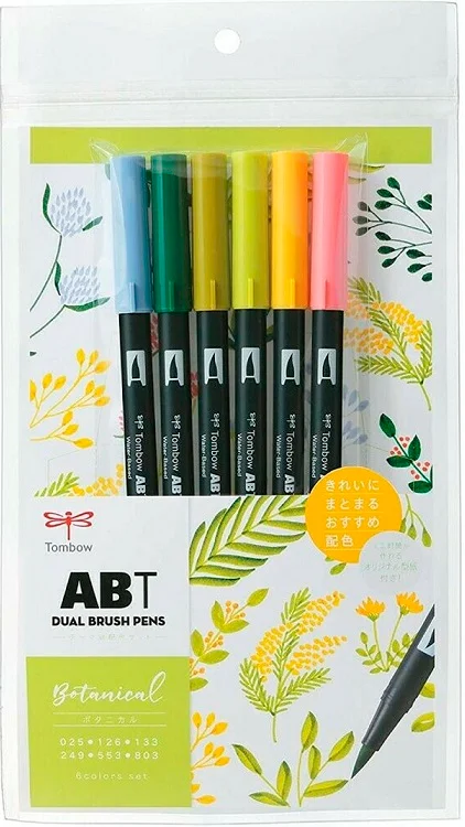 TOMBOW AB-T DUAL BRUSH PEN GRAFİK KALEMİ SETİ 6 RENK BOTANICAL T-AB-T6CBT