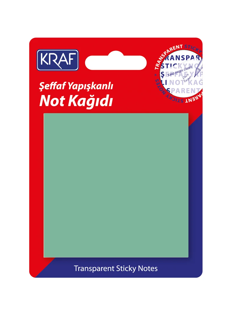 KRAF YAPIŞKANLI NOT KAĞIDI 76x76 50 YP ŞEFFAF YEŞİL 7676TR