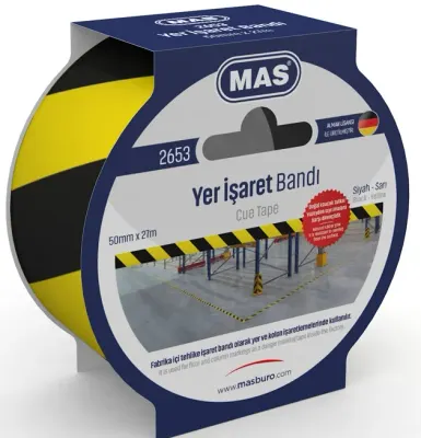MAS YER İŞARET BANDI 50MM X 27M 2653 SARI & SİYAH (Best)
