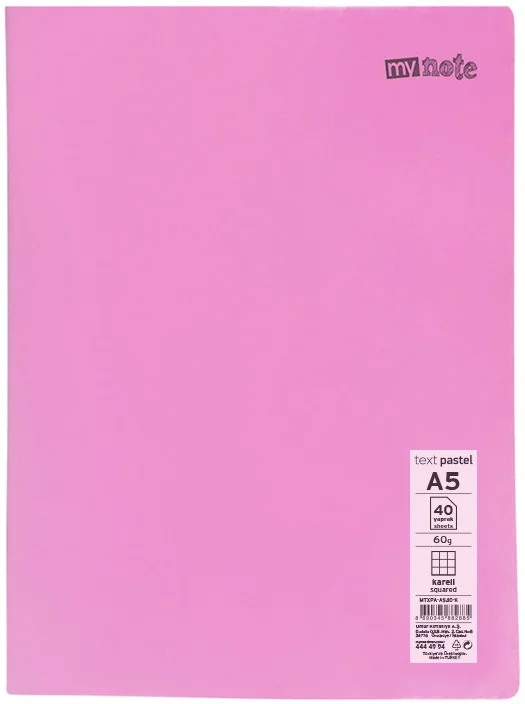 MYNOTE DEFTER TEXT PASTEL PP KAPAK DİKİŞLİ A5 80 YP ÇİZGİLİ MTXPA-A580-Ç
