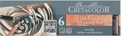 CRETACOLOR OİL PENCİLS DRAWİNG SET YAĞLI ÇİZİM KALEMLERİ 6'LI METAL KUTU 40007