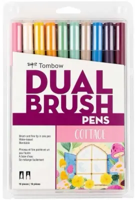 TOMBOW AB-T DUAL BRUSH PEN GRAFİK KALEMİ SETİ 10 RENK COTTAGE (216) T-AB-T-10CCO