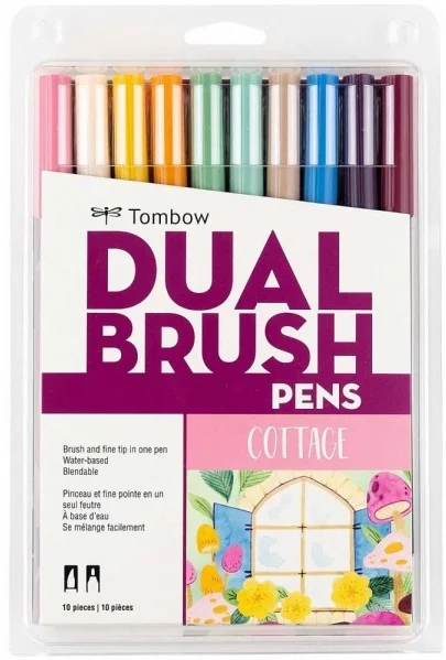 TOMBOW AB-T DUAL BRUSH PEN GRAFİK KALEMİ SETİ 10 RENK COTTAGE (216) T-AB-T-10CCO