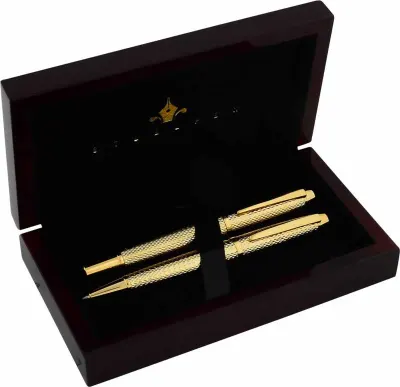 STEELPEN DOLMA KALEM+TÜKENMEZ KALEM SET WORLD SERİSİ GOLD 273